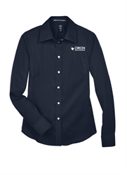 Image of Women's Stretch Twill Woven Shirt - Navy
